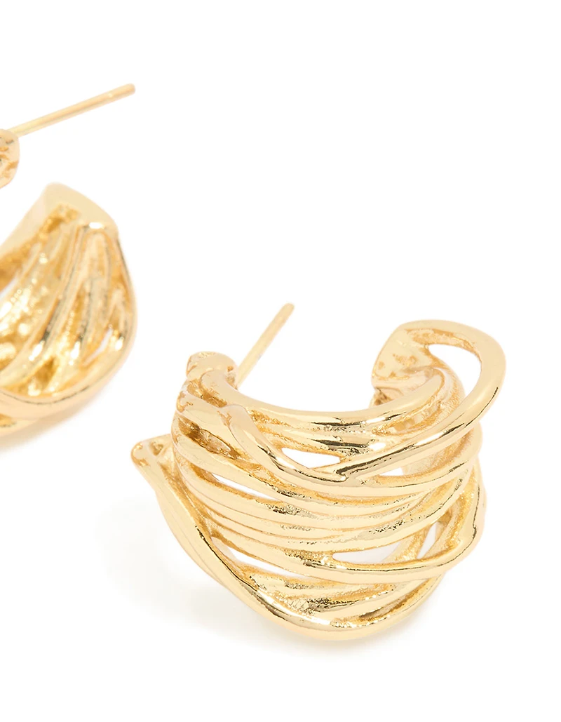 Waterproof Gold Plated Stainless Steel Multi Row Huggie Earrings