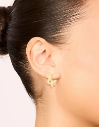 Boucles d’oreilles à cerceaux d’oursin en acier inoxydable plaqués or imperméables