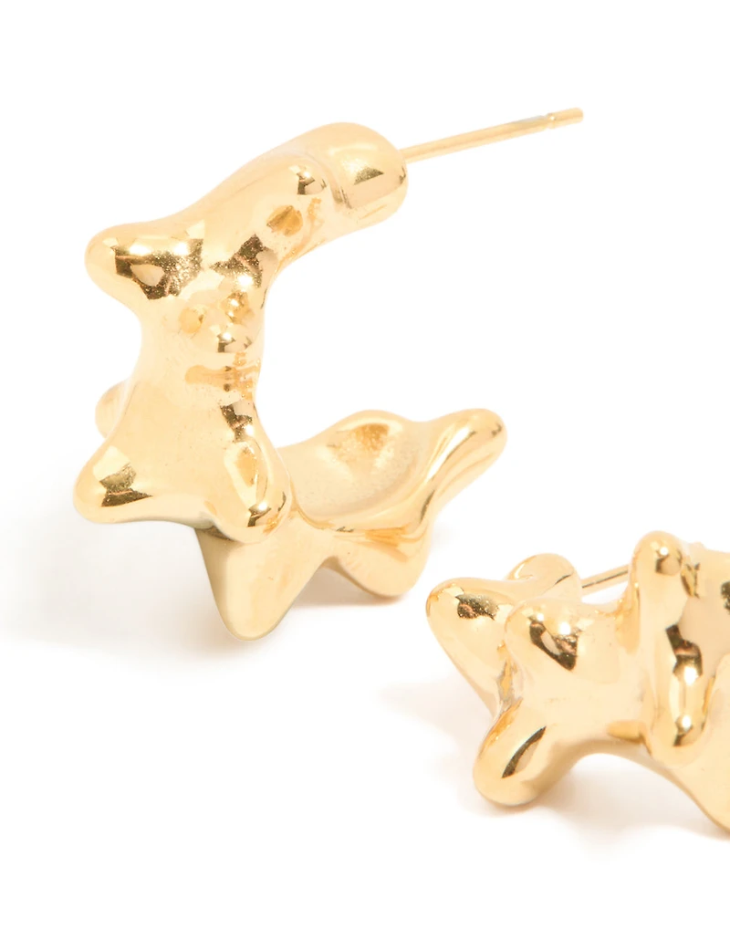 Boucles d’oreilles à cerceaux d’oursin en acier inoxydable plaqués or imperméables