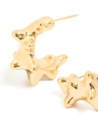 Boucles d’oreilles à cerceaux d’oursin en acier inoxydable plaqués or imperméables