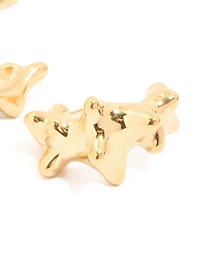 Boucles d’oreilles à cerceaux d’oursin en acier inoxydable plaqués or imperméables