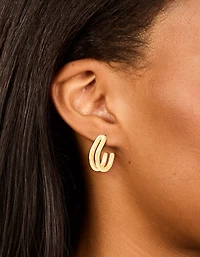 Boucles d’oreilles imperméables en acier inoxydable plaqué or à double couche