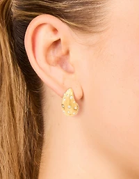 Waterproof Gold Plated Stainless Steel Diamante Teardrop Bubble Earrings