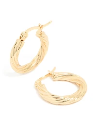 Waterproof Gold Plated Stainless SteelSmall Twisted Hoop Earrings