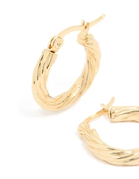 Waterproof Gold Plated Stainless SteelSmall Twisted Hoop Earrings