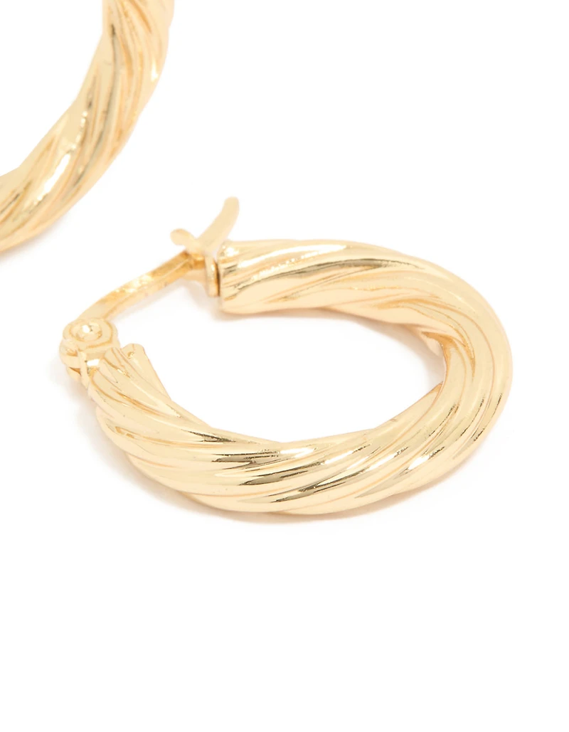 Waterproof Gold Plated Stainless SteelSmall Twisted Hoop Earrings