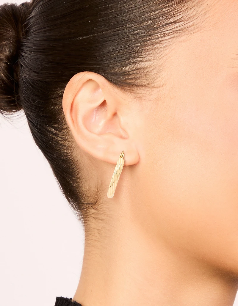 Waterproof Gold Plated Stainless Steel Twisted Medium Hoop Earrings