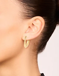 Waterproof Gold Plated Stainless Steel Twisted Hoop Earrings