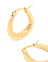 Waterproof Gold Plated Stainless Steel Twisted Hoop Earrings