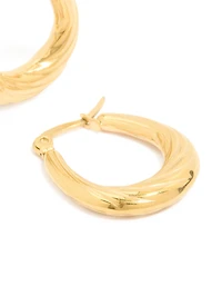 Waterproof Gold Plated Stainless Steel Twisted Hoop Earrings