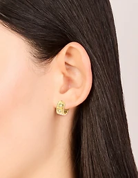 Boucles d’oreilles à cerceaux en zircone céleste en acier inoxydable en acier inoxydable étanché, imperméables plaquées or