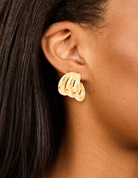 Boucles d’oreilles à anneau triple anneau imperméables en acier inoxydable plaqué or