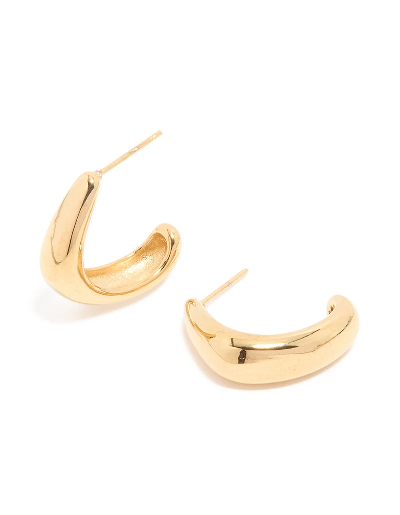 Waterproof Gold Plated Stainless Steel Banana Shape Hoop Earrings