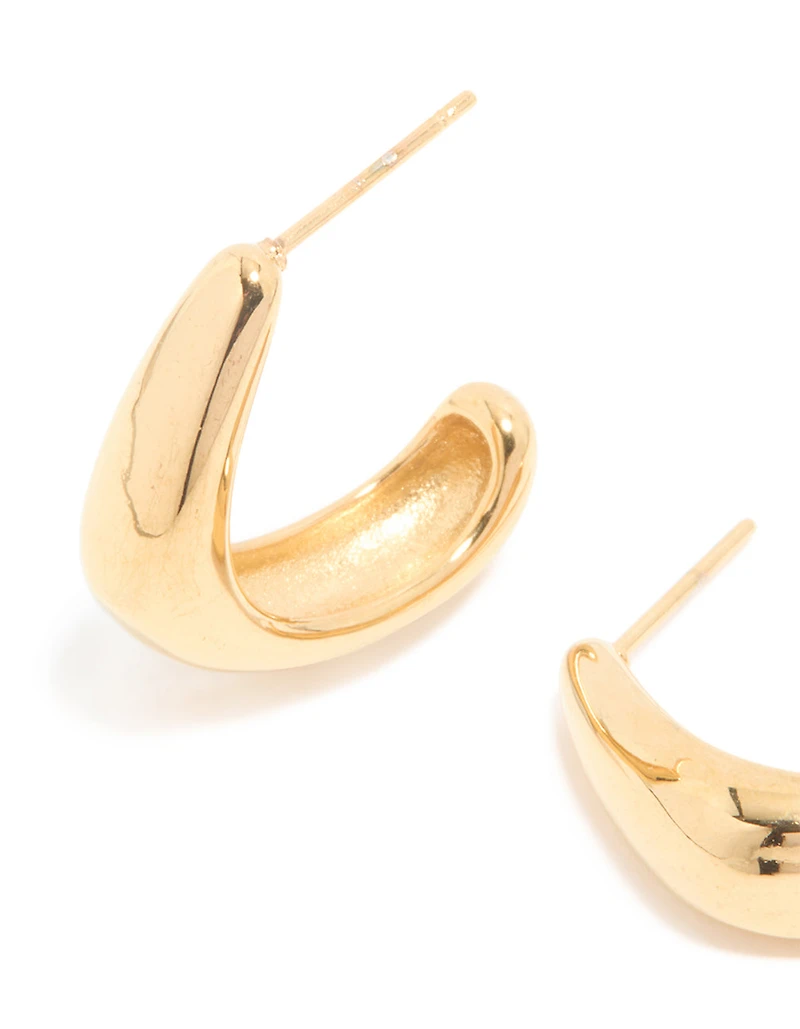 Waterproof Gold Plated Stainless Steel Banana Shape Hoop Earrings