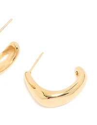 Waterproof Gold Plated Stainless Steel Banana Shape Hoop Earrings