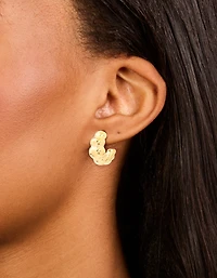 Boucles d’oreilles croissants à bulle en acier inoxydable imperméables plaquées or