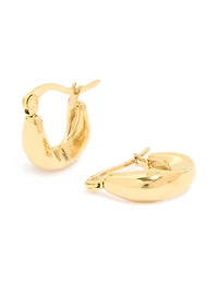 Waterproof Gold Plated Stainless Steel Organic Teardrop Hoop Earrings