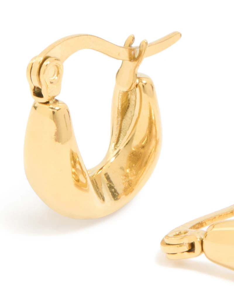 Waterproof Gold Plated Stainless Steel Organic Teardrop Hoop Earrings