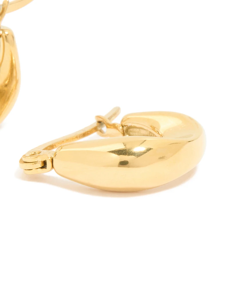 Waterproof Gold Plated Stainless Steel Organic Teardrop Hoop Earrings