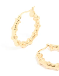 Waterproof Gold Plated Stainless Steel Textured Hoop Earrings 30 MM