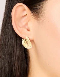 Waterproof Gold Plated Stainless Steel Bendy Metal Hoop Earrings