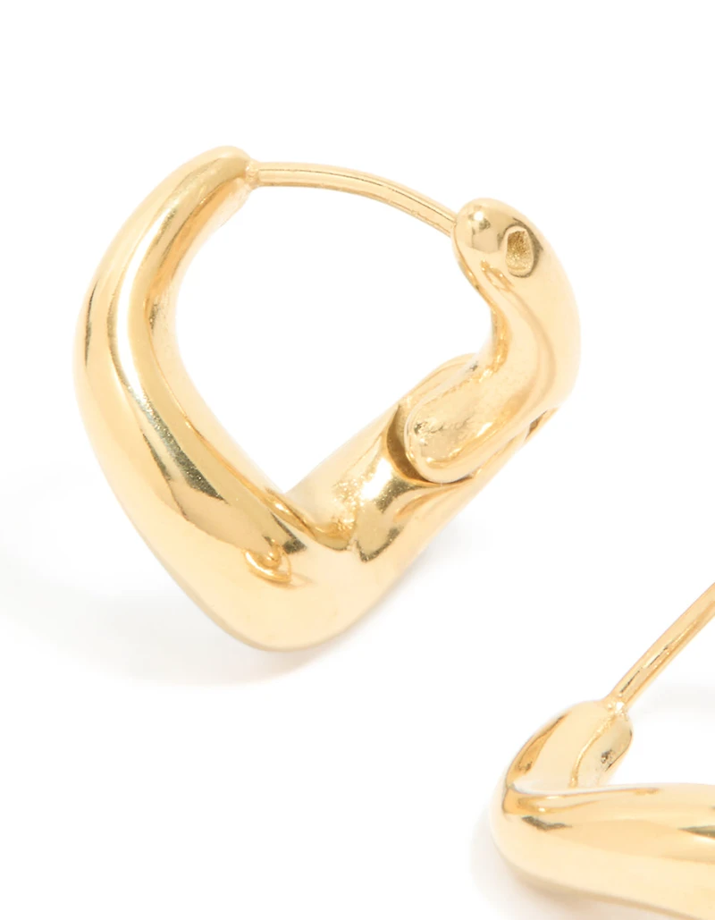 Waterproof Gold Plated Stainless Steel Bendy Metal Hoop Earrings