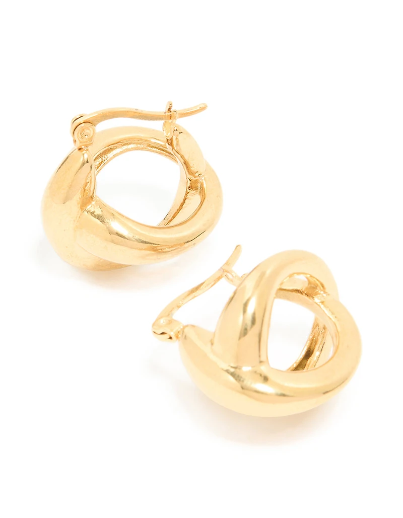 Boucles d’oreilles ondulées en acier inoxydable plaquées or étanches