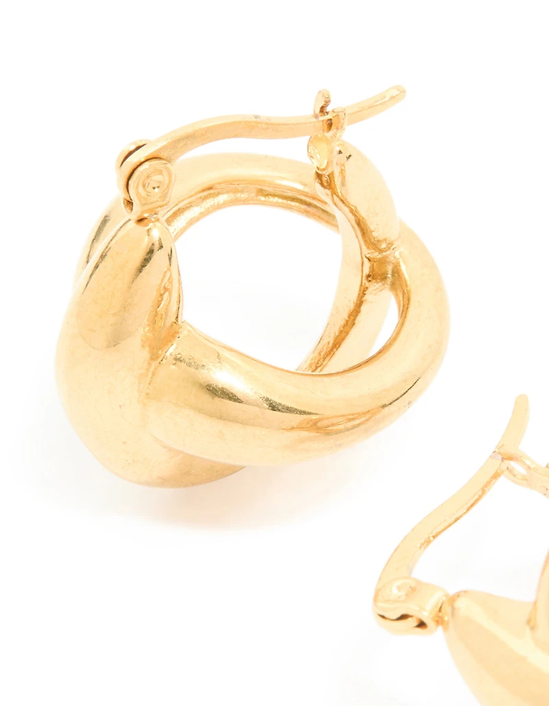 Boucles d’oreilles ondulées en acier inoxydable plaquées or étanches