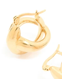 Boucles d’oreilles ondulées en acier inoxydable plaquées or étanches