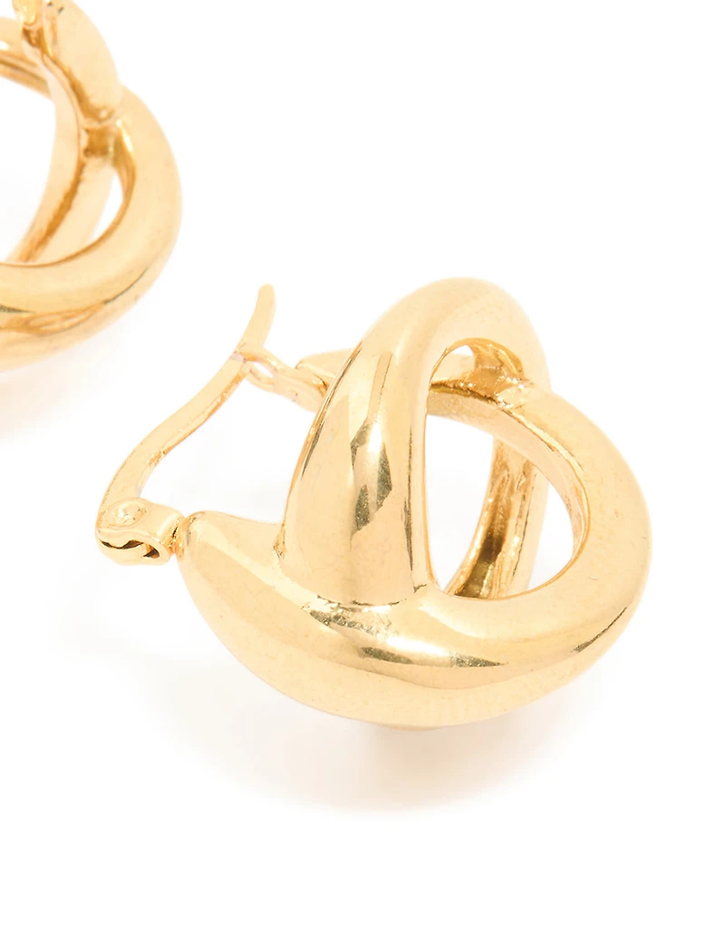 Boucles d’oreilles ondulées en acier inoxydable plaquées or étanches