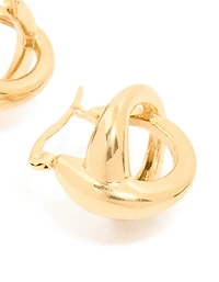 Boucles d’oreilles ondulées en acier inoxydable plaquées or étanches