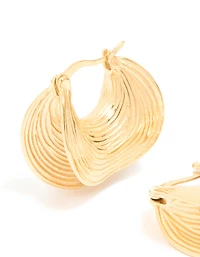 Waterproof Gold Plated Stainless Steel Etched Chunky Hoop Earrings