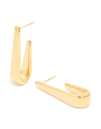 Waterproof Gold Plated Stainless Steel Long Drop Hoop Earrings