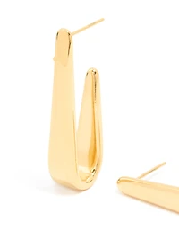 Waterproof Gold Plated Stainless Steel Long Drop Hoop Earrings