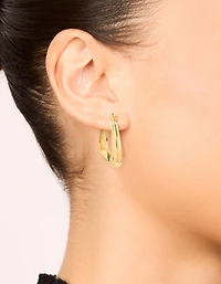 Waterproof Gold Plated Stainless Steel Trapeze Hoop Earrings