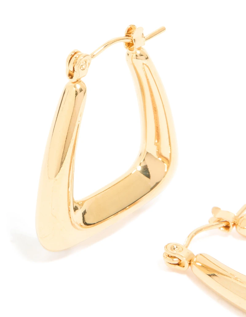 Waterproof Gold Plated Stainless Steel Trapeze Hoop Earrings