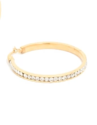 Boucles d’oreilles anneaux diamants en acier inoxydable plaqués or imperméables 35 mm