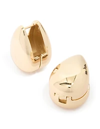 Boucles d’oreilles ovales imperméables en acier inoxydable plaquées or à l’avant et à l’arrière