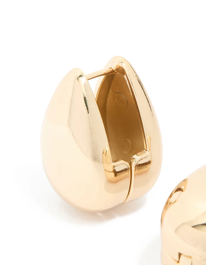 Boucles d’oreilles ovales imperméables en acier inoxydable plaquées or à l’avant et à l’arrière