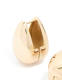 Boucles d’oreilles ovales imperméables en acier inoxydable plaquées or à l’avant et à l’arrière