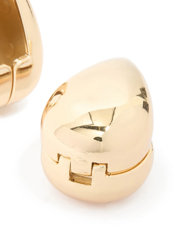 Boucles d’oreilles ovales imperméables en acier inoxydable plaquées or à l’avant et à l’arrière