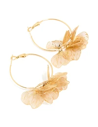 Boucles d’oreilles en cerceau en forme de fleurs gravées en acier inoxydable étanches