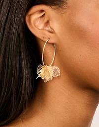 Boucles d’oreilles en cerceau en forme de fleurs gravées en acier inoxydable étanches