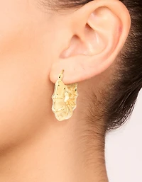 Waterproof Gold Plated Stainless Steel Barrel Detail Hoop Earrings