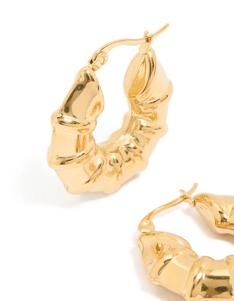 Boucles d’oreilles en anneau imperméables en acier inoxydable plaqué or