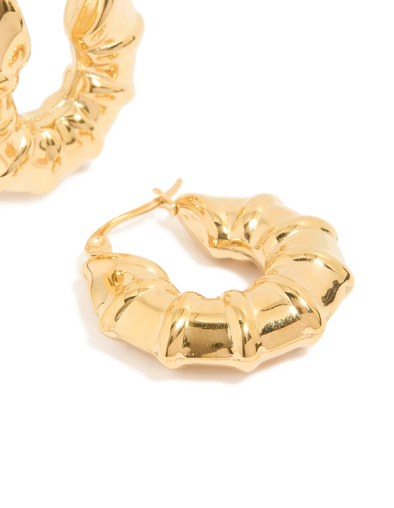 Boucles d’oreilles en anneau imperméables en acier inoxydable plaqué or