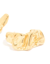 Waterproof Gold Plated Stainless Steel Crater Hoop Earrings