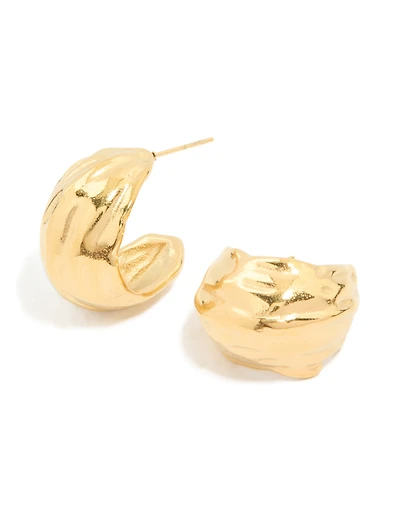 Boucles d’oreilles en cerceau courbes en acier inoxydable plaquées or imperméables