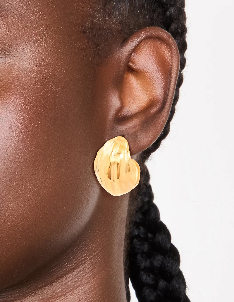 Waterproof Gold Plated Stainless Steel Curved Hoop Earrings