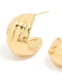 Waterproof Gold Plated Stainless Steel Curved Hoop Earrings